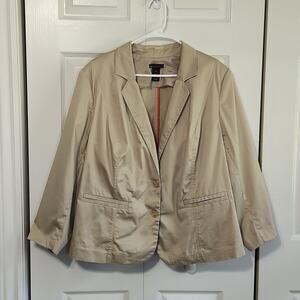 Vintage Lane Bryant Women's Tan Single Breasted Blazer Size 26 Shoulder Pads‎